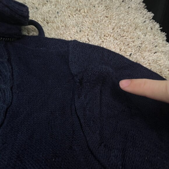 Lauren Ralph Lauren Women’s Sweater Medium Blue Full Zip Cotton Turtleneck Knit - Picture 12 of 16